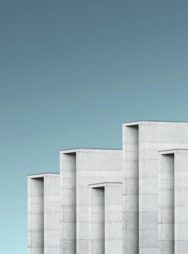 段になって空へのびる建物